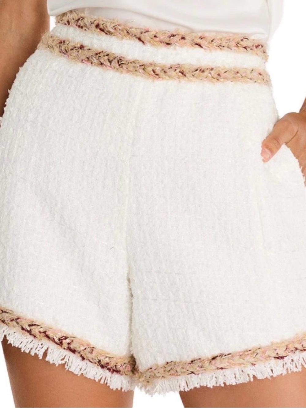 The Noli Shop Cheri Tweed Shorts Pearl NWT